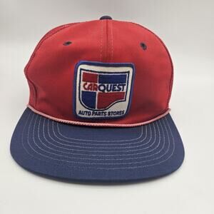 Vintage Carquest Hat Cap Snap Back Red Blue Mesh Trucker Patch Mens Auto 80s